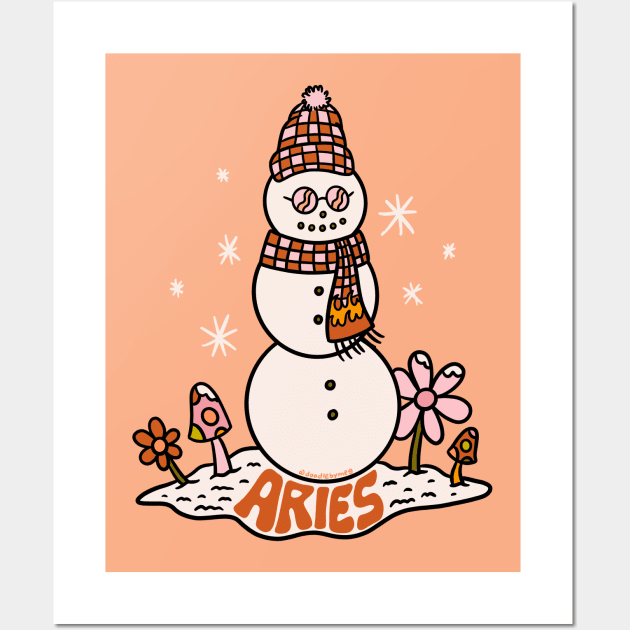 Aries Snowman Wall Art by Doodle by Meg